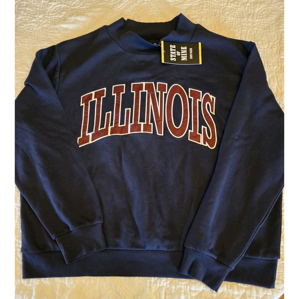 State Of Mine State Fleece Illinois  Crew Neck Sweatshirt Casual Sz M NWT NWT